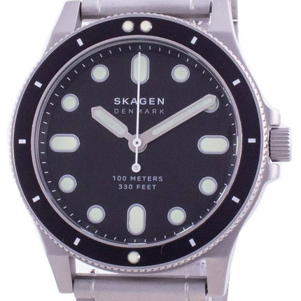 Skagen Fisk Schwarzes Zifferblatt Edelstahl Quarz SKW6666 100M Herrenuhr