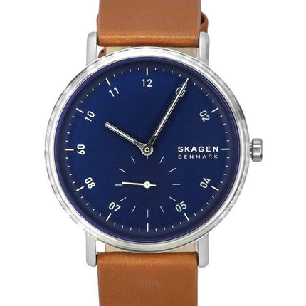 Skagen Kuppel Braunes Lederarmband Blaues Zifferblatt Quarz SKW6888 Herrenuhr