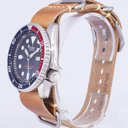 Seiko Automatik SKX009J1-LS18 Diver 200M Japan machte braun Leder Armband Herrenuhr
