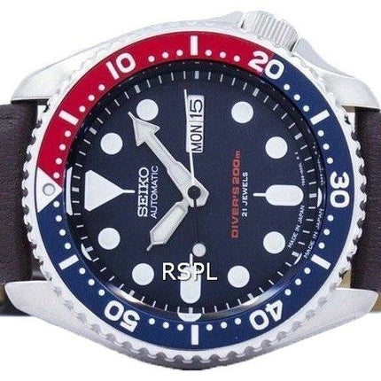 Seiko Automatik Diver Verhältnis dunkelbraunes Leder SKX009J1-LS11 200M Herrenuhr