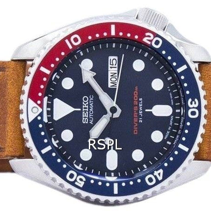 Seiko Automatik Diver Verhältnis braun Leder SKX009J1-LS9 200M Herrenuhr