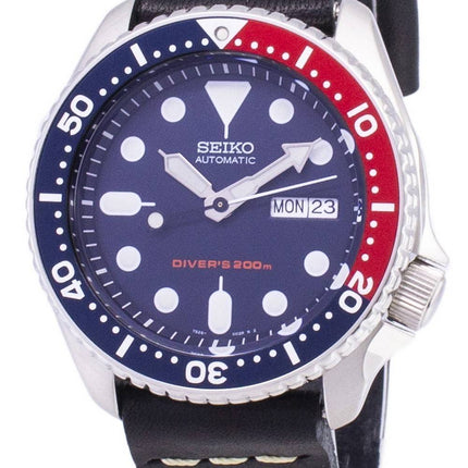 Seiko Automatik SKX009K1-LS14 Diver 200M schwarzes Leder Armband Herrenuhr