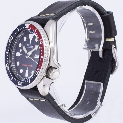 Seiko Automatik SKX009K1-LS14 Diver 200M schwarzes Leder Armband Herrenuhr
