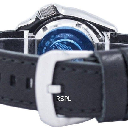 Seiko Automatik Diver 200M Verhältnis aus schwarzem Leder SKX009K1-LS8 Herrenuhr