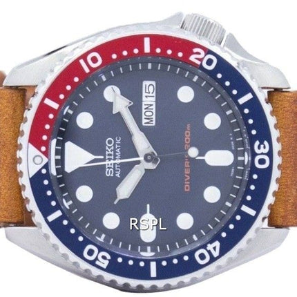 Seiko Automatik Diver 200M Verhältnis braun Leder SKX009K1-LS9 Herrenuhr