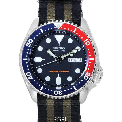 Seiko Blaues Zifferblatt Automatische Taucheruhr SKX009K1-var-NATO21 200M Herrenuhr
