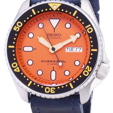 Seiko Automatik SKX011J1 LS13 Diver 200M dunkel blau Leder Armband Herrenuhr