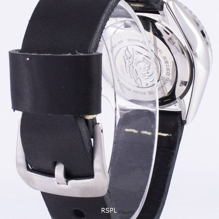 Seiko Automatik SKX011J1-LS14 Diver 200M Japan hergestellt aus schwarzem Leder Armband Herrenuhr