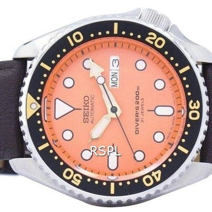 Seiko Automatik Diver Verhältnis dunkelbraunes Leder SKX011J1-LS11 200M Herrenuhr