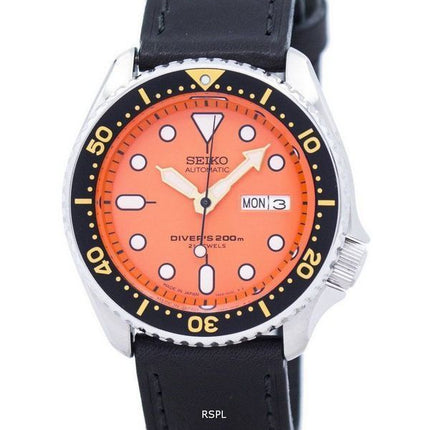 Seiko Automatik Diver Verhältnis aus schwarzem Leder SKX011J1-LS8 200M Herrenuhr