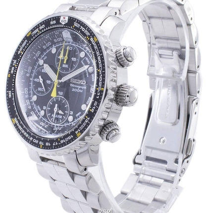 Generalüberholte Seiko Flightmaster SNA411 SNA411P1 SNA411P Pilotenuhr mit Alarm und Chronograph für Herren