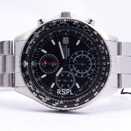 Generalüberholte Seiko Flightmaster Pilot Rechenschieber-Chronograph SND253 SND253P1 SND253P Herrenuhr