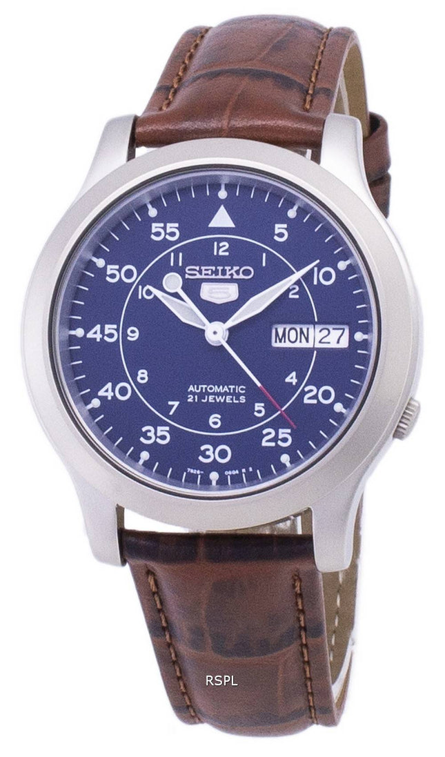 Seiko 5 militärische SNK807K2-SS2 automatische braun Leder Armband Herrenuhr