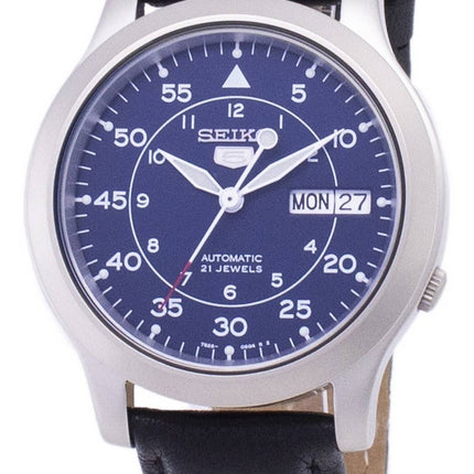 Seiko 5 militärische SNK807K2-SS3 automatische schwarzes Leder Armband Herrenuhr