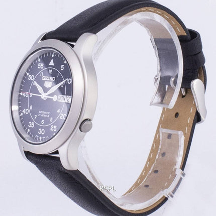 Seiko 5 militärische SNK807K2-SS3 automatische schwarzes Leder Armband Herrenuhr
