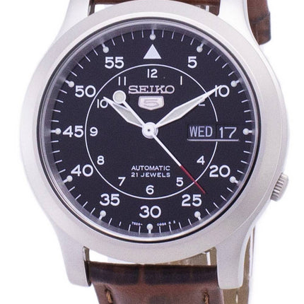Seiko 5 militärische SNK809K2-SS2 automatische braun Leder Armband Herrenuhr