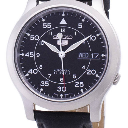 Seiko 5 militärische SNK809K2-SS3 automatische schwarzes Leder Armband Herrenuhr