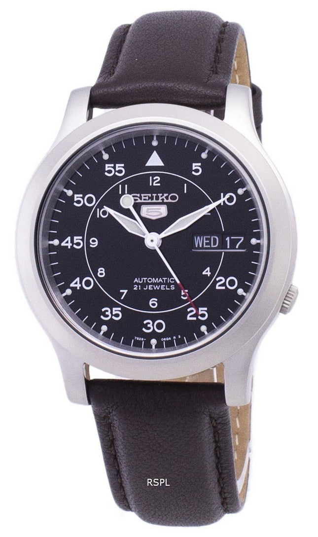 Seiko 5 militärische SNK809K2 SS4 automatische braun Leder Armband Herrenuhr