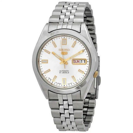 Seiko 5 Automatik-Herrenuhr SNKG39J1 aus Edelstahl mit silbernem Zifferblatt und 21 Juwelen