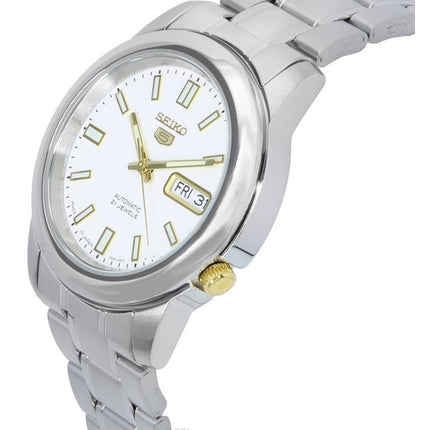 Seiko 5 Edelstahl weißes Zifferblatt Automatik SNKK07 SNKK07J1 SNKK07J Herrenuhr