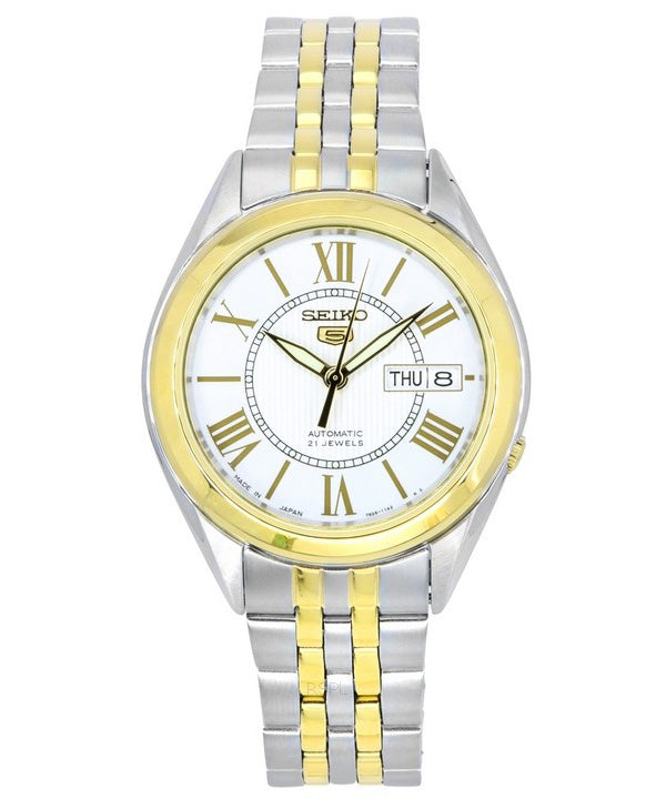 Seiko 5 Two Tone Edelstahl Silber Zifferblatt 21 Jewels Automatik SNKL36J1 Herrenuhr