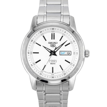 Seiko 5 Edelstahl Silber Zifferblatt 21 Juwelen Automatik SNKM83J1 Herrenuhr