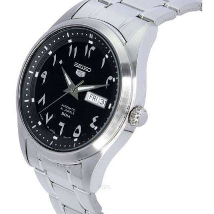 Generalüberholte Seiko 5 Edelstahl Schwarzes Arabisches Zifferblatt Automatik SNKP21 SNKP21J1 SNKP21J Herrenuhr