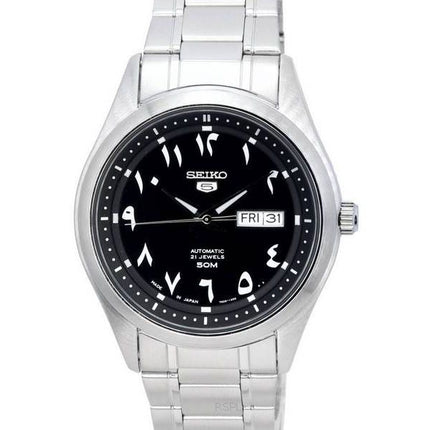 Generalüberholte Seiko 5 Edelstahl Schwarzes Arabisches Zifferblatt Automatik SNKP21 SNKP21J1 SNKP21J Herrenuhr