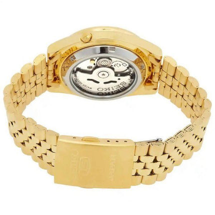 Seiko 5 Automatik-Herrenuhr SNXC34J5 aus goldfarbenem Edelstahl mit goldenem Zifferblatt und 21 Juwelen