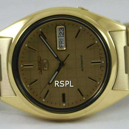 Generalüberholte Seiko 5 Automatik Herrenuhr mit goldenem Zifferblatt, Modell SNXL72K1/SNXL72K