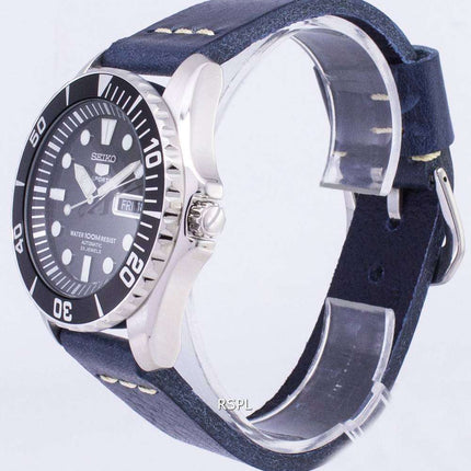Generalüberholte Seiko 5 Sports SNZF17K1-var-LS15 Automatik-Herrenuhr mit dunkelblauem Lederarmband