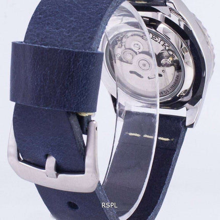 Generalüberholte Seiko 5 Sports SNZF17K1-var-LS15 Automatik-Herrenuhr mit dunkelblauem Lederarmband
