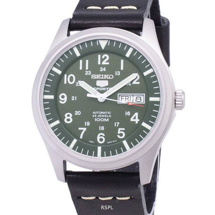 Seiko 5 Sports SNZG09K1-LS14 automatische schwarzes Leder Armband Herrenuhr