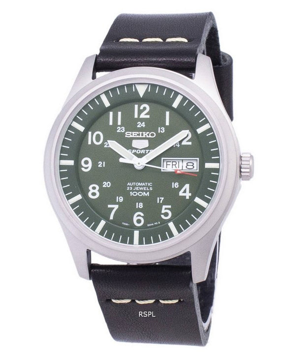 Seiko 5 Sports SNZG09K1-LS14 automatische schwarzes Leder Armband Herrenuhr
