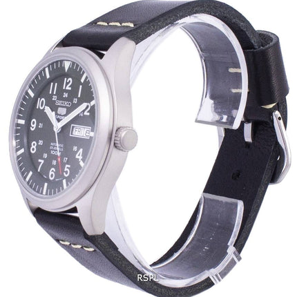 Seiko 5 Sports SNZG09K1-LS14 automatische schwarzes Leder Armband Herrenuhr