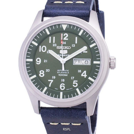 Seiko 5 Sports SNZG09K1-LS15 automatische dunkel blau Leder Armband Herrenuhr