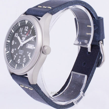 Seiko 5 Sports SNZG09K1-LS15 automatische dunkel blau Leder Armband Herrenuhr
