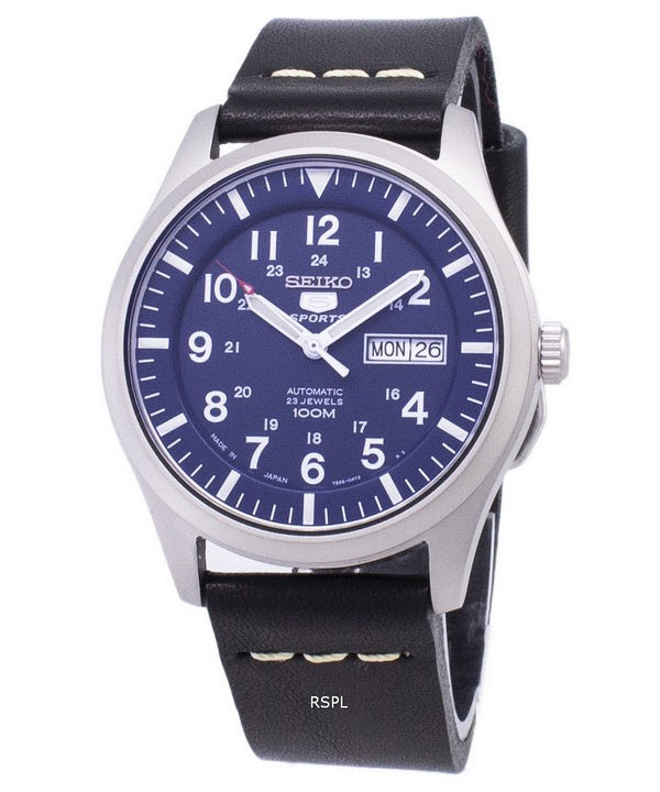 Seiko 5 Sports SNZG11J1-LS14 automatische schwarzes Leder Armband Herrenuhr