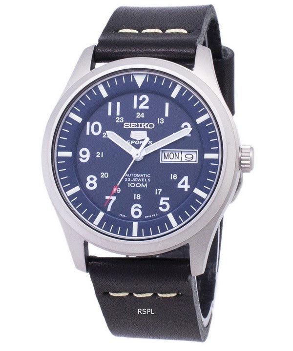 Seiko 5 Sports SNZG11K1-LS14 automatische schwarzes Leder Armband Herrenuhr