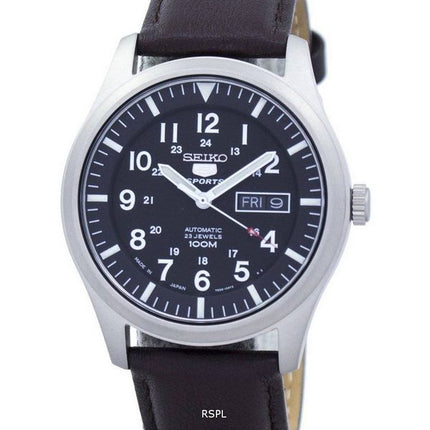 Seiko 5 Sport automatische Japan gemacht Verhältnis dunkelbraunes Leder SNZG15J1-LS11 Herrenuhr