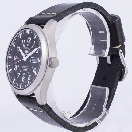Seiko 5 Sports SNZG15K1 LS14 automatische schwarzes Leder Armband Herrenuhr
