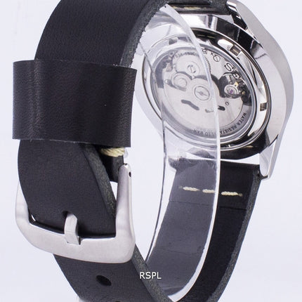Seiko 5 Sports SNZG15K1 LS14 automatische schwarzes Leder Armband Herrenuhr