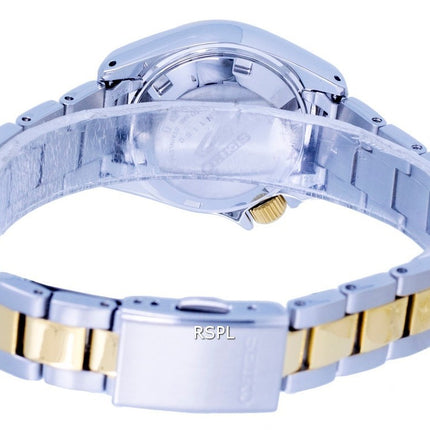 Generalüberholte Seiko 5 Sports Zweifarbige Edelstahluhr mit weißem Zifferblatt, Automatik, Modell SRE004, SRE004K1, SRE004K, wasserdicht bis 100 m, Damenuhr