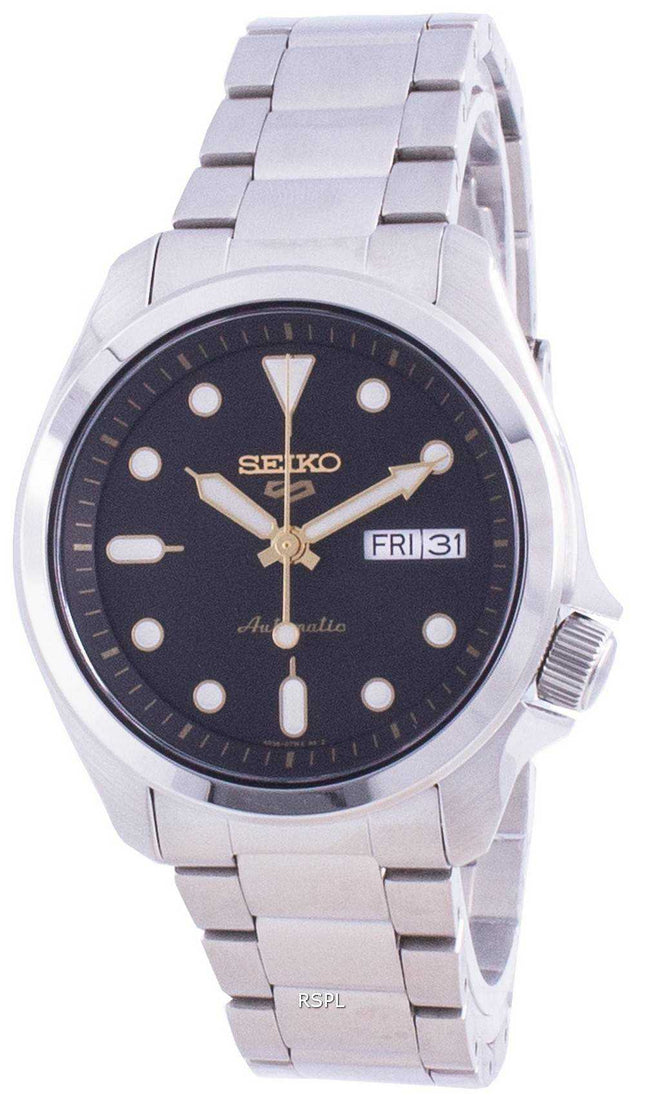Generalüberholte Seiko 5 Sports Herrenuhr mit schwarzem Zifferblatt, Automatik, Modell SRPE57, SRPE57K1, SRPE57K, wasserdicht bis 100 m