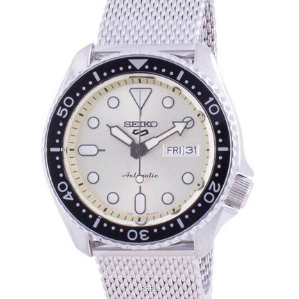 Seiko 5 Sports Campagne Zifferblatt Edelstahlgewebe Automatik SRPE75 SRPE75K1 SRPE75K 100M Herrenuhr