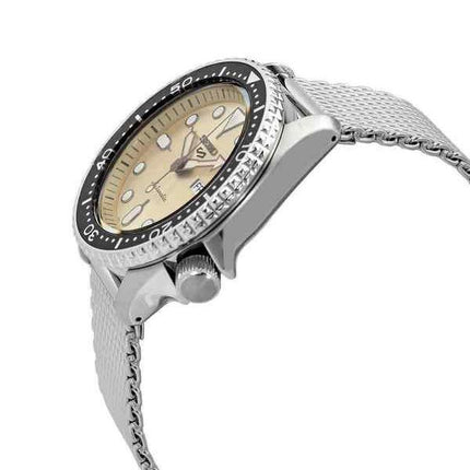 Seiko 5 Sports Campagne Zifferblatt Edelstahlgewebe Automatik SRPE75 SRPE75K1 SRPE75K 100M Herrenuhr