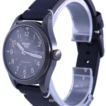 Generalüberholte Seiko 5 Sports Field Collection Herrenuhr mit braunem Zifferblatt, Lederarmband, Automatikwerk SRPG41, SRPG41K1, SRPG41K und Wasserdichtigkeit bis 100 m