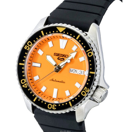 Seiko 5 Sports SKX Redux Herrenuhr mit Silikonarmband, orangefarbenem Zifferblatt, Automatik, Modell SRPL89K1, wasserdicht bis 100 m