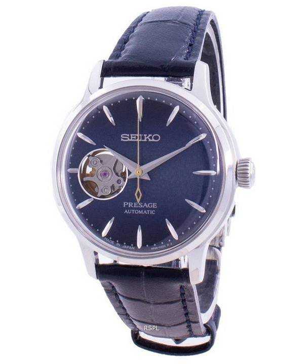 Generalüberholte Seiko Presage Automatic Cocktail Time Blue Moon SSA785 SSA785J1 SSA785J Open Heart Damenuhr, hergestellt in Japan