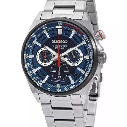 Seiko Conceptual Chronograph Edelstahl blaues Zifferblatt Quarz SSB407P1 100M Herrenuhr